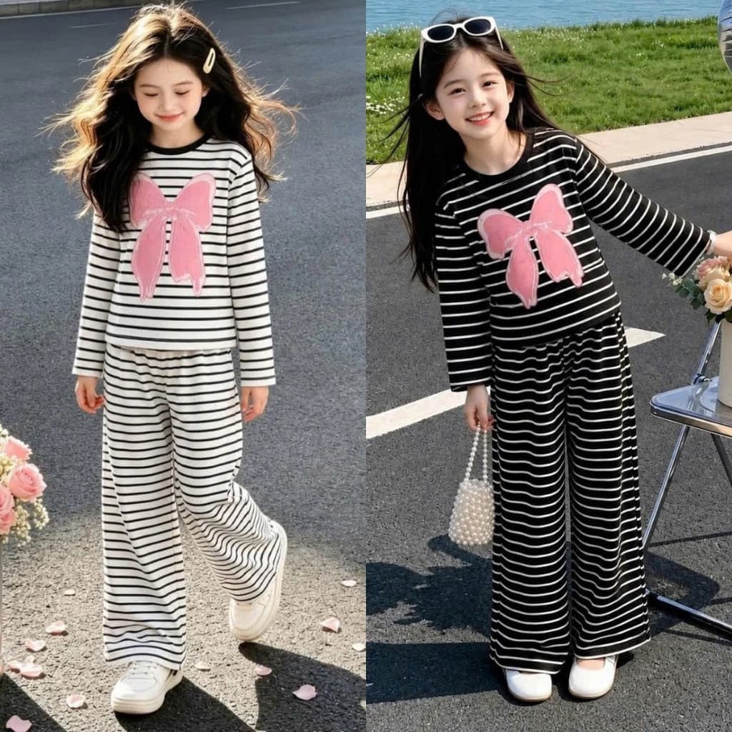 [14-44kg] Set bộ quần áo thu đông dài tay in hình 3d siêu dễ thương dành cho bé gái mềm mại, co giãn thoải mái bộ SỌC NƠ