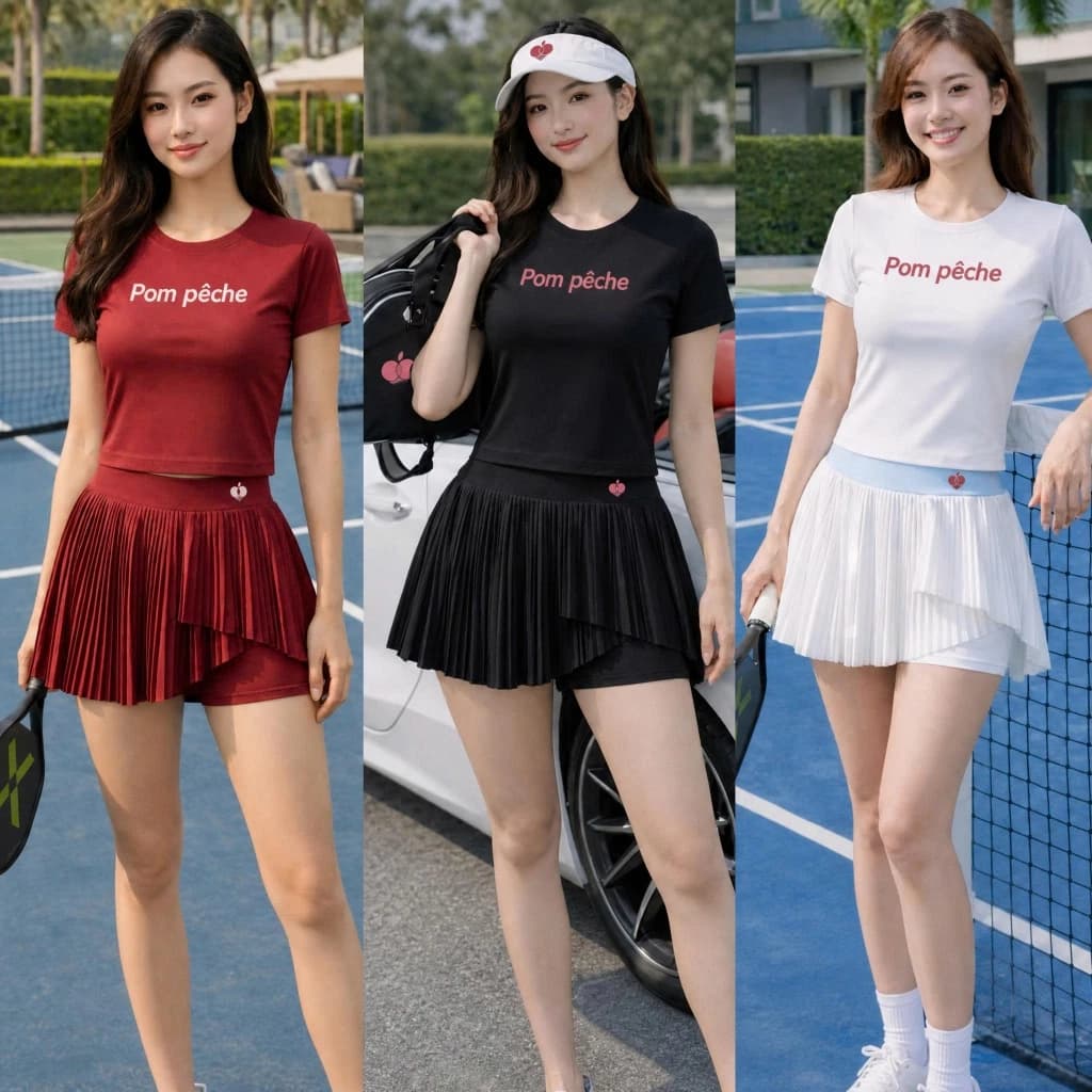 [Pickleball NEW] Bộ thể thao nữ croptop cộc tay, Bộ váy áo chơi Pickleball Golf Tennis ....VN
