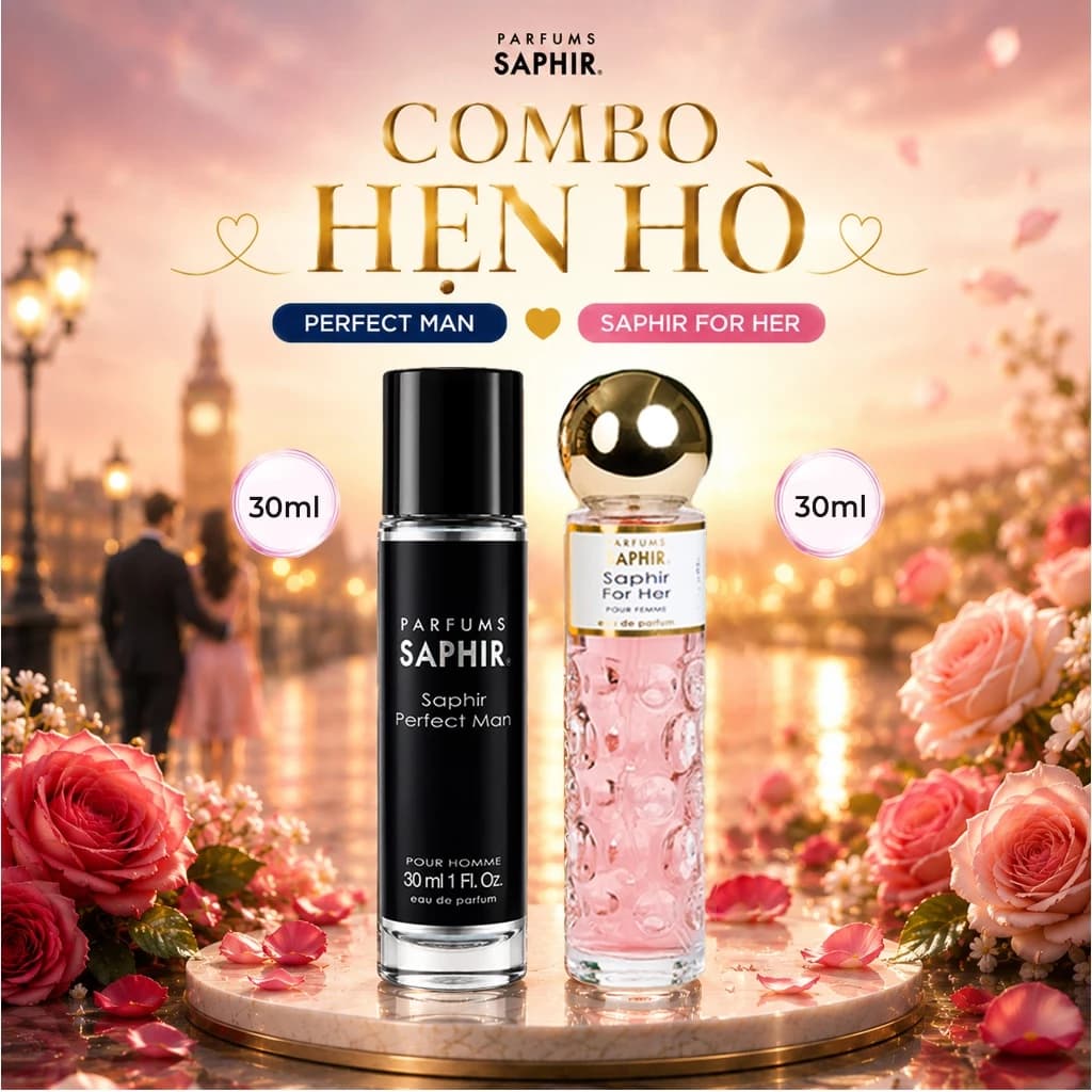 [COMBO HẸN HÒ] Nước Hoa Nam Nữ Saphir Parfums Hương Thơm Tinh Tế Quyến Rũ Lưu Hương Bền Lâu
