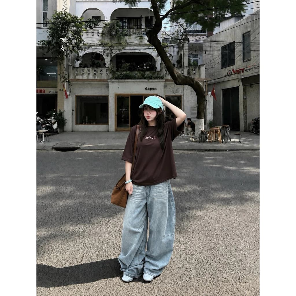 Quần jean nữ ống cong from thụng QC .jean  ko giãn , quần jean bò thụng - Shop Nhí (4012)
