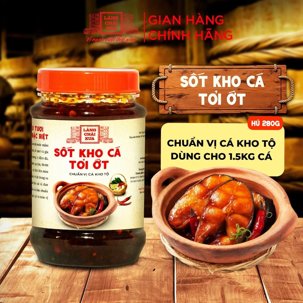 Sốt kho cá tỏi ớt Làng Chài Xưa 280g chuẩn vị cá kho thơm ngon tròn vị như kho thủ công