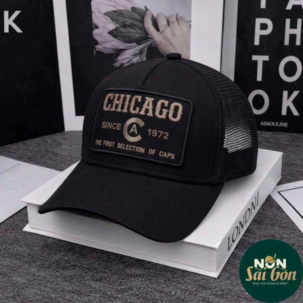 Nón kết, mũ lưỡi trai CHICAGO vải Kaki đẹp phối lưới Form chuẩn (Ảnh thật)