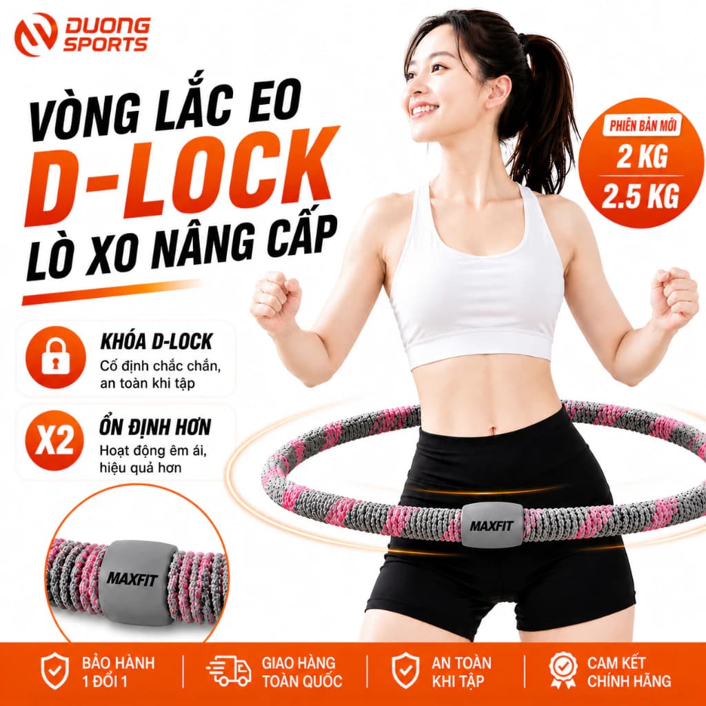 Vòng Lắc Eo Lò Xo Bọc Vải Mềm DƯƠNGSPORT Tập Luyện Tại Nhà Xám 2.5KG