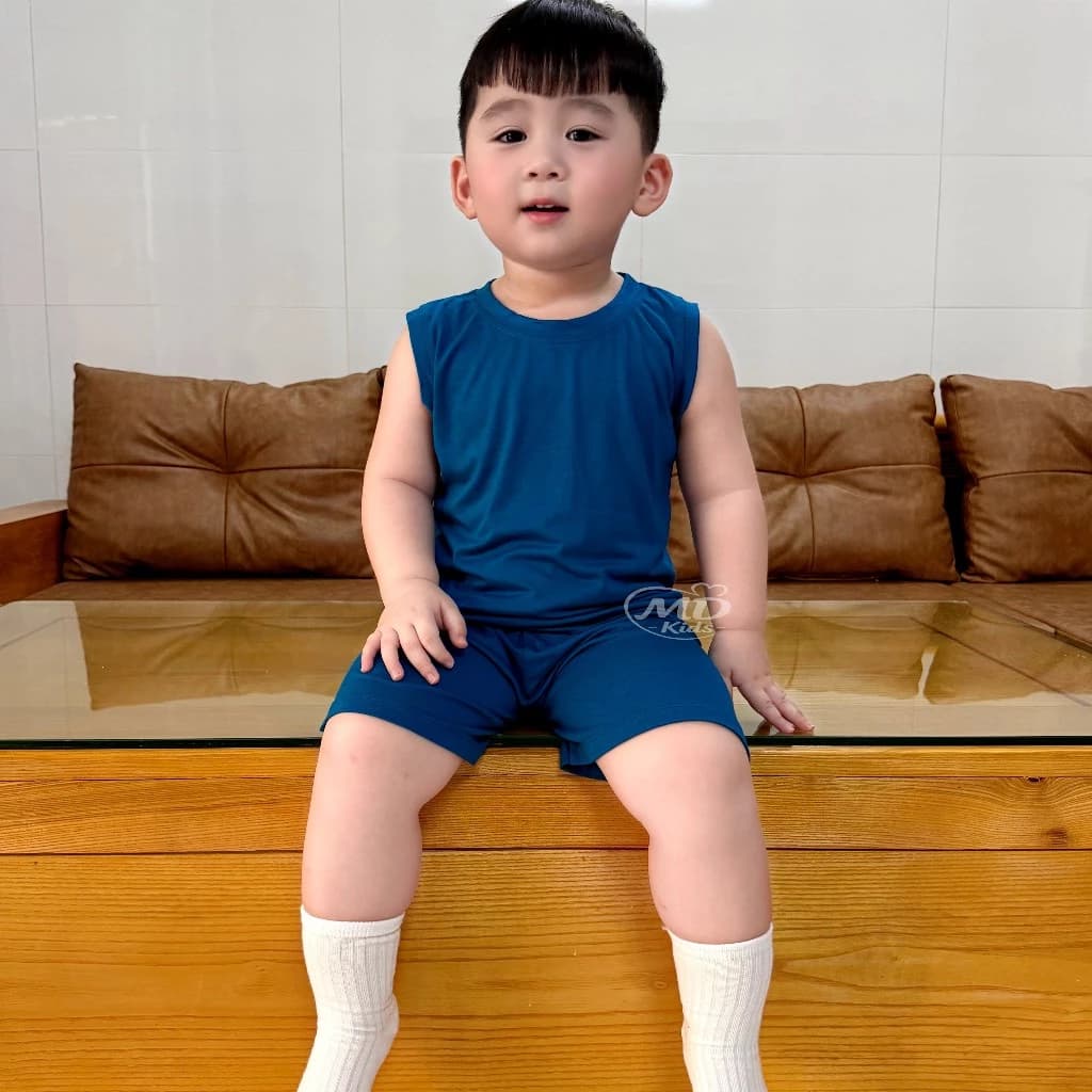 ( MÀU MỚI ) Bộ Thun Lạnh 3 Lỗ Bé Trai Bé Gái Mặc Nhà Form Thoải Mái Co Giãn Mềm Mịn Size 5-15kg