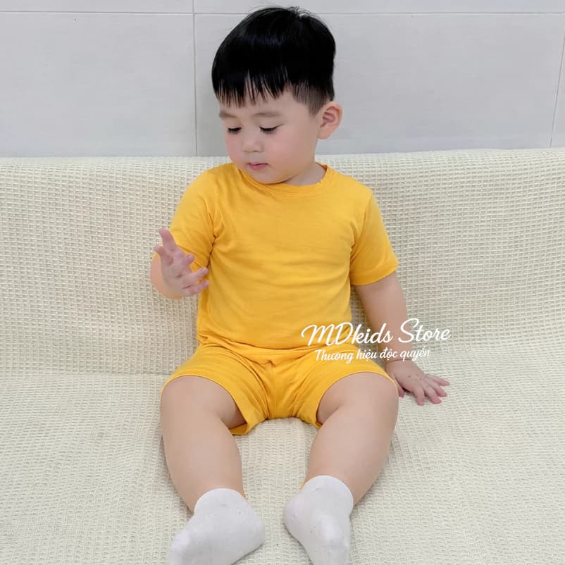 ( MÀU MỚI )Bộ Thun Lạnh Trẻ Em Cộc Tay Quần Cộc Cho Bé Trai Bé Gái Mặc Nhà Mát Mịn Size 5-20kg 35 Màu