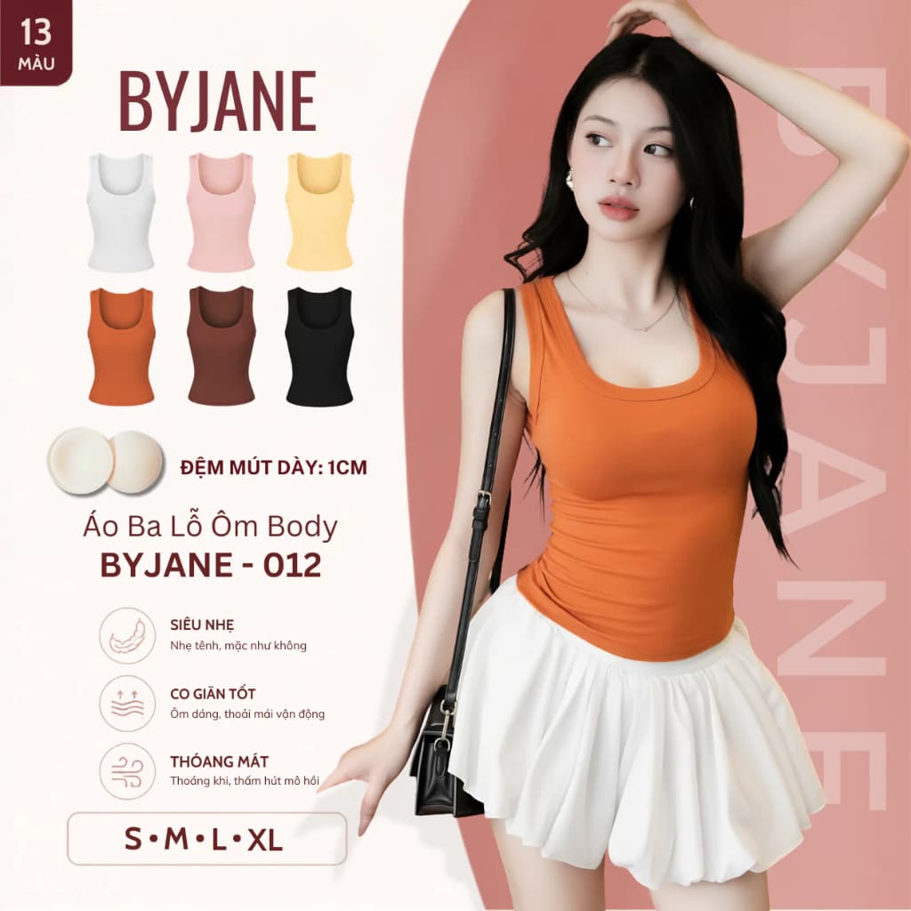 [KO MÚT / KÈM MÚT] Áo ba lỗ nữ BYJANE, Áo 2 dây bản to, Áo tanktop chất thun mịn co dãn 4 chiều phù hợp đi tập - 012