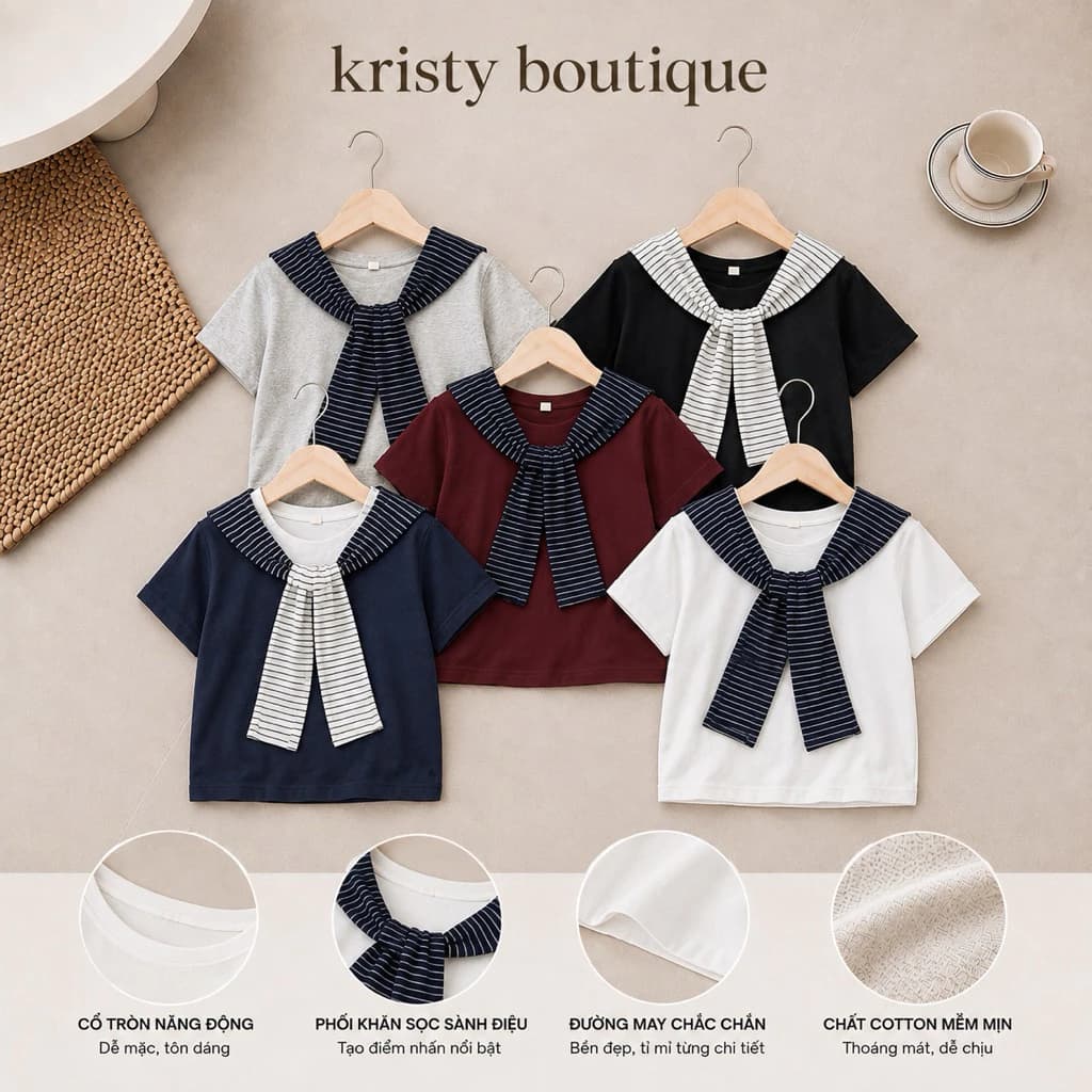 👗 Áo Thun Nữ Cổ Thủy Thủ Phong Cách Hàn Quốc Hot | Tiệm Đồ Kristy