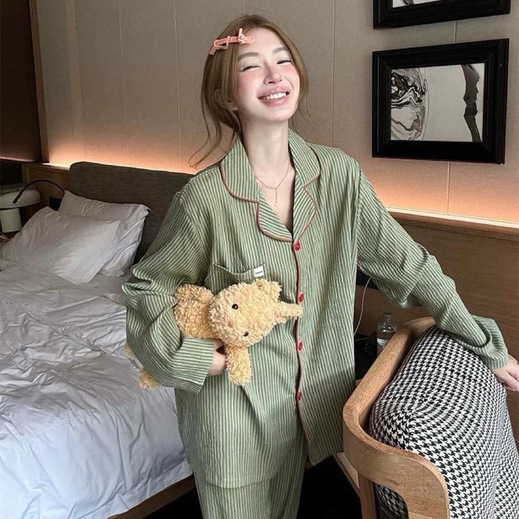 Matcha Mood • Bộ Ngủ Sọc Dài Tay | Tiemmo