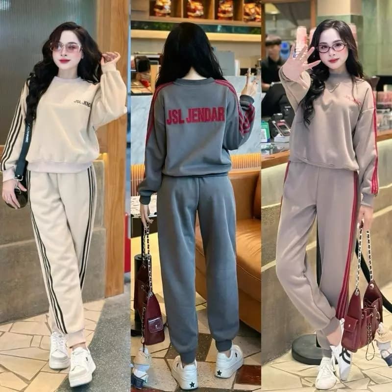 Set Bộ Quần Áo Nỉ Thể Thao Hyzina, Hoạ Tiết Chữ Jsl-Jendar Cho Nữ, Chất Liệu Nỉ 2 Da, Set Đồ Nữ Đẹp, Bộ Nỉ Thu Đông Nữ