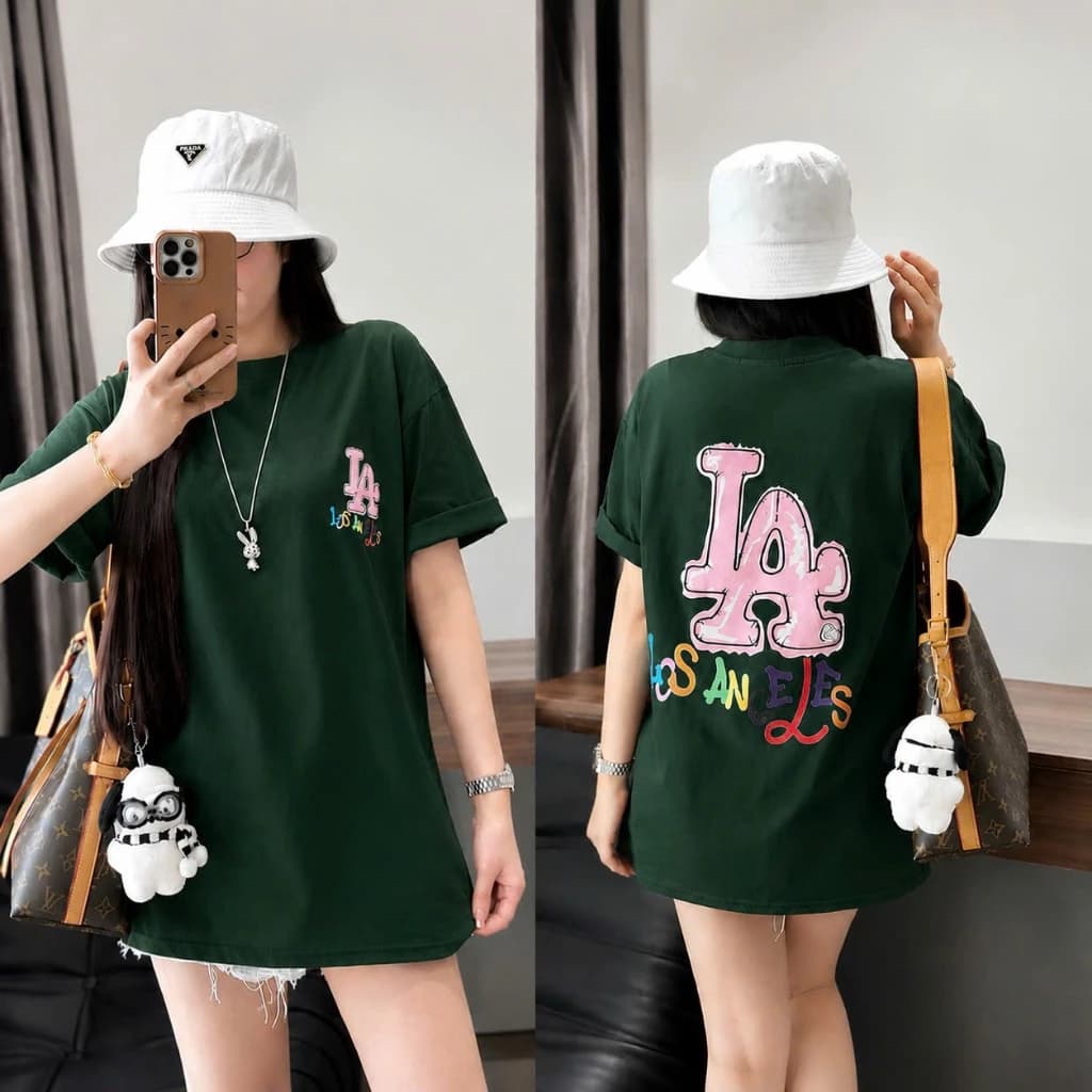 Áo Thun Form Rộng Cotton Cao Cấp In 2 Mặt LA Streetwear Konova
