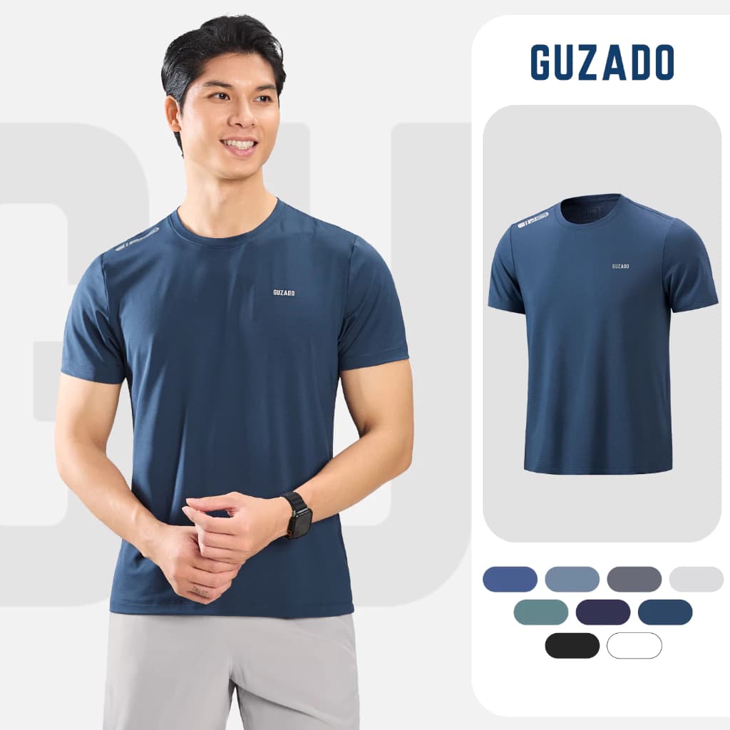 Áo Thun Thể Thao Nam GUZADO Coolmax Cao Cấp, Thấm Hút Mồ Hôi Tốt, Co Giãn Linh Hoạt GTS-GATS25S006