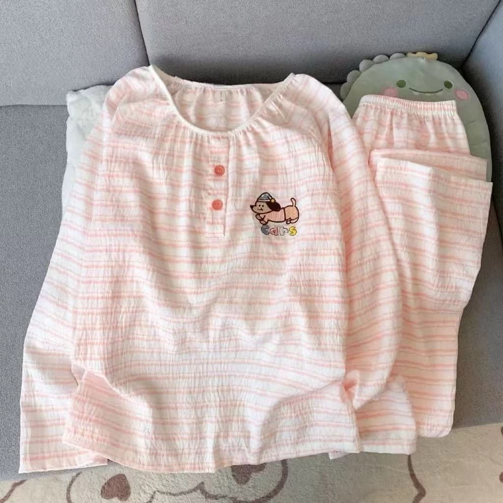 [Sẵn] Bộ ngủ pyjama nữ áo dài quần dài nhiều hoạ tiết dễ thương cổ tròn mặc nhà 570
