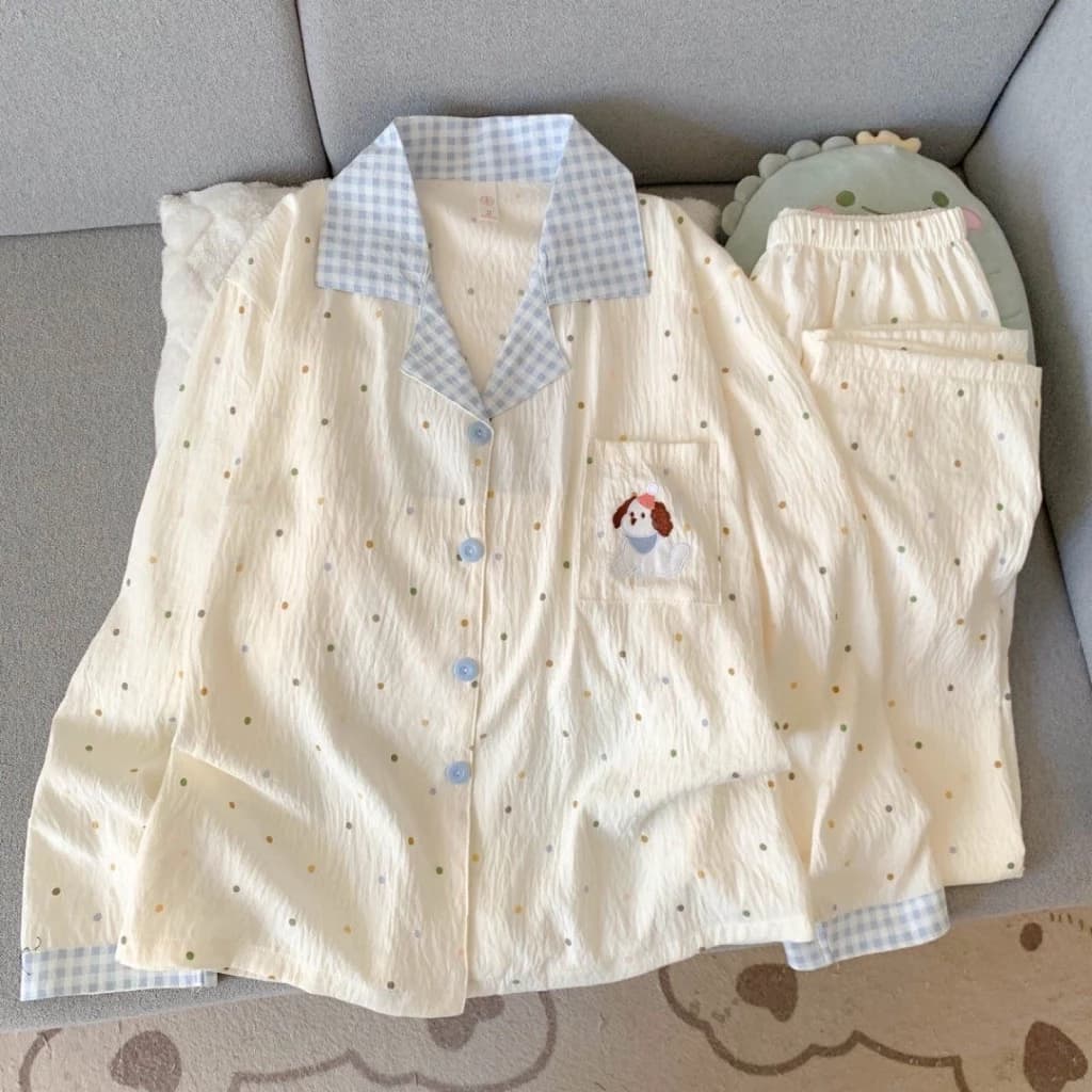[Sẵn] Bộ ngủ pyjama áo dài quần dài mặc nhà dành cho nữ nhiều hoạ tiết đáng yêu 688
