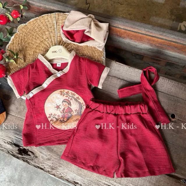 Set 4 món đồ trung thu chú cuội cho bé trai 8-20kg, set đồ trung thu cho bé trai chất đũi mền