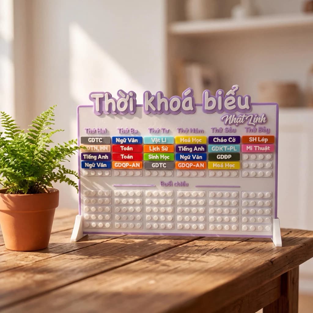 THỜI KHOÁ BIỂU LẮP RÁP MÔN HỌC IN 3D thay đổi môn học cấp học 1, 2, 3 có thể in theo yêu cầu riên