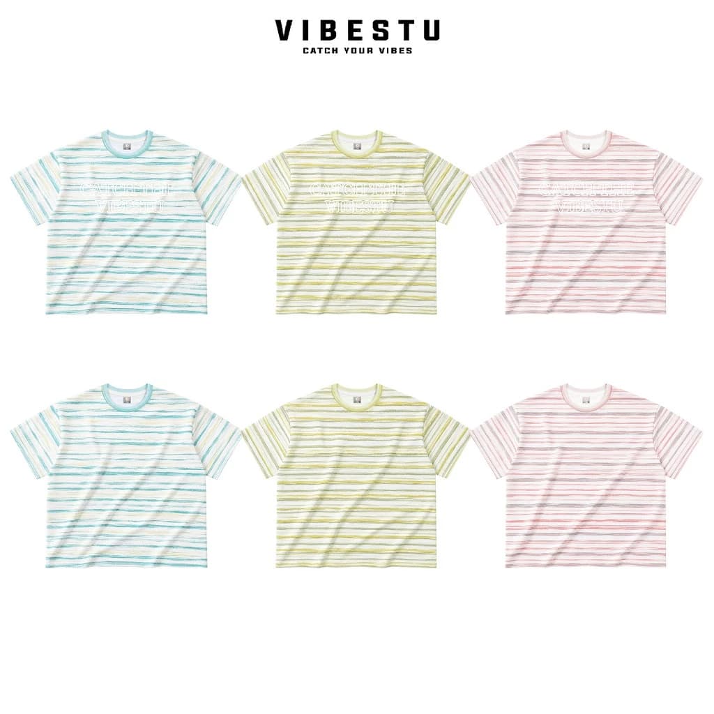 [Cotton Xược Sọc Ngang Premium] Áo Thun "CATCH THE VIBESTU" - Form Boxy