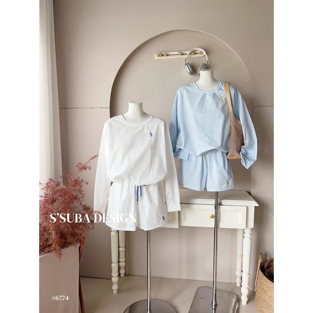 [ẢNH THẬT] SET THÔ THÊU NGỰA RÚT EO QUẦN SHORT 6774 STTNRE