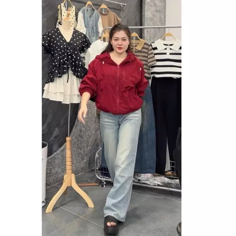 2109 BIGGSIZE quần jeans suông nữ cạp cao không co dãn , quần jeans ống rộng trơn màu mài