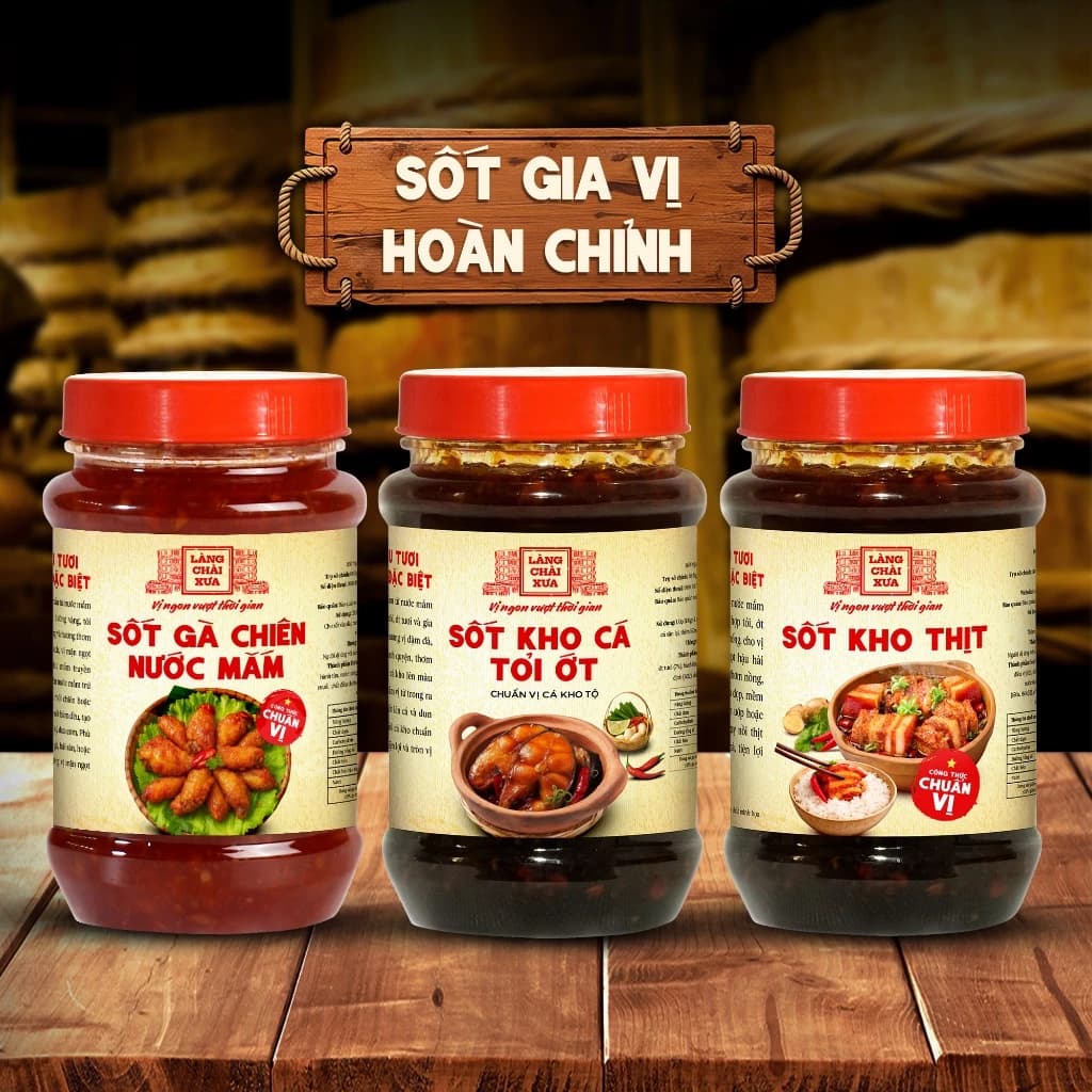 [COMBO 3 HỦ] Sốt kho cá tỏi ớt 280g & Sốt gà chiên nước mắm 260g & Sốt kho thịt 260g Làng Chài Xưa