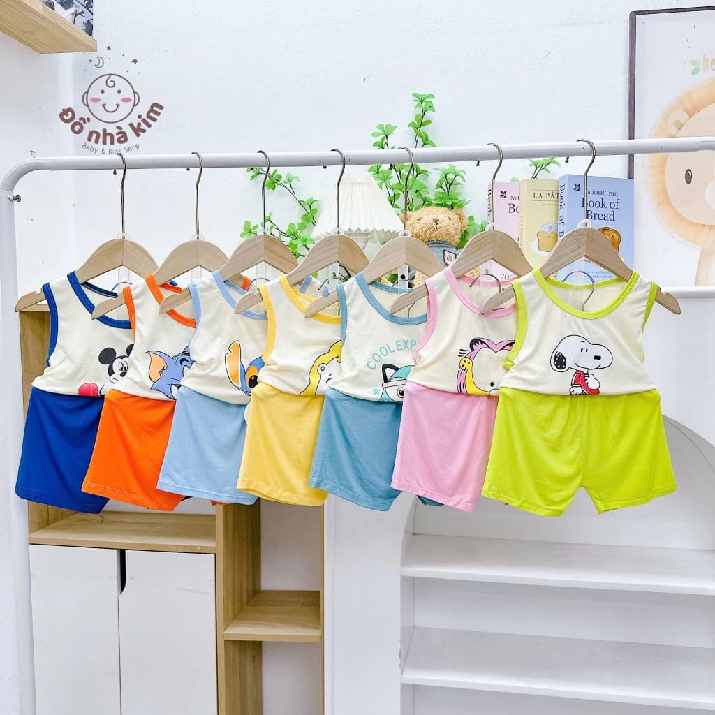 [A154 Mềm, Mát, Được Chọn Mẫu] Bộ Ba Lỗ Vải Thun Lạnh  In Hình Con Vật Đáng Yêu Cho Bé Trai Bé Gái