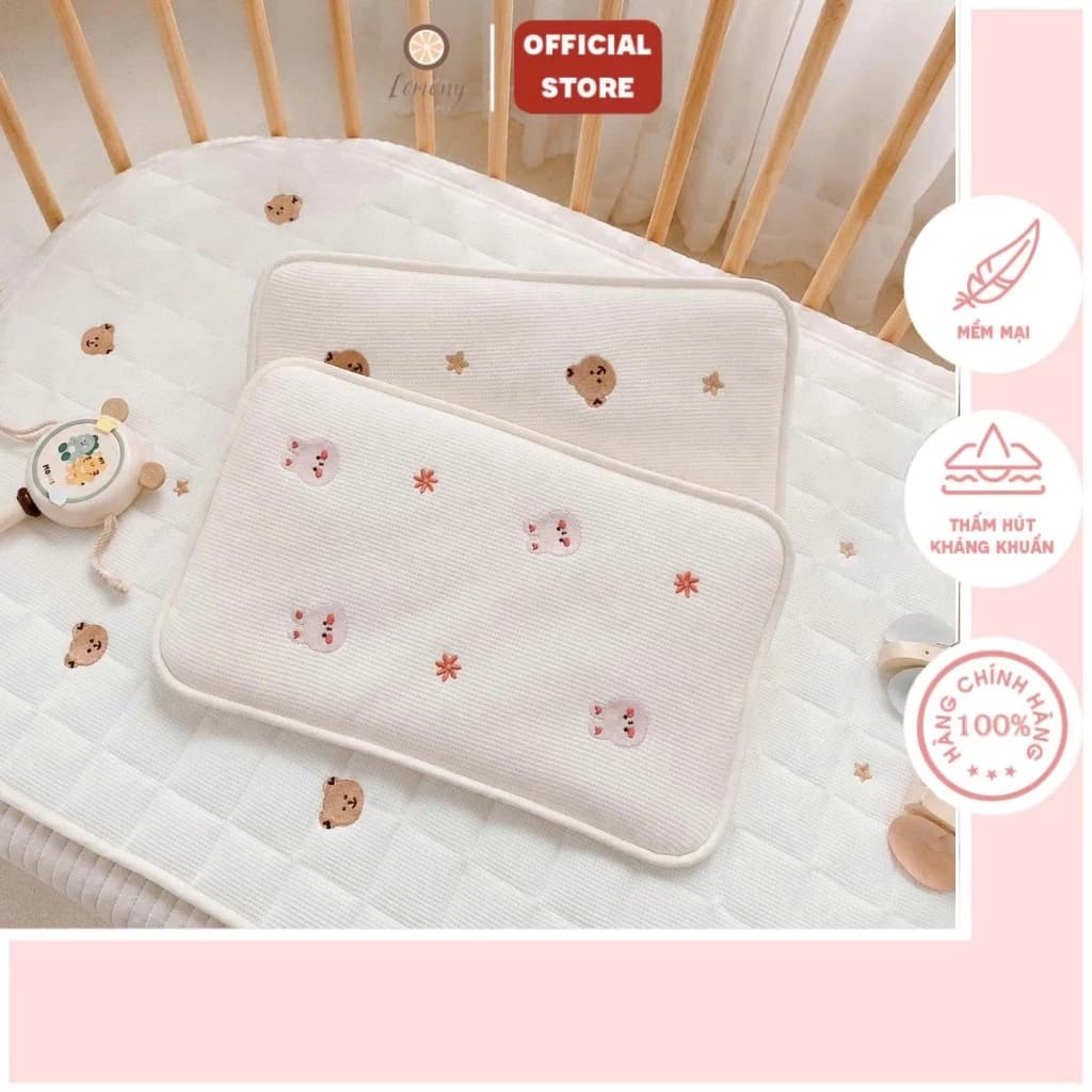 Gối đầu Airmesh Cotton Waffle Monona siêu mềm, thoáng khí, sử dụng cho bé từ sơ sinh