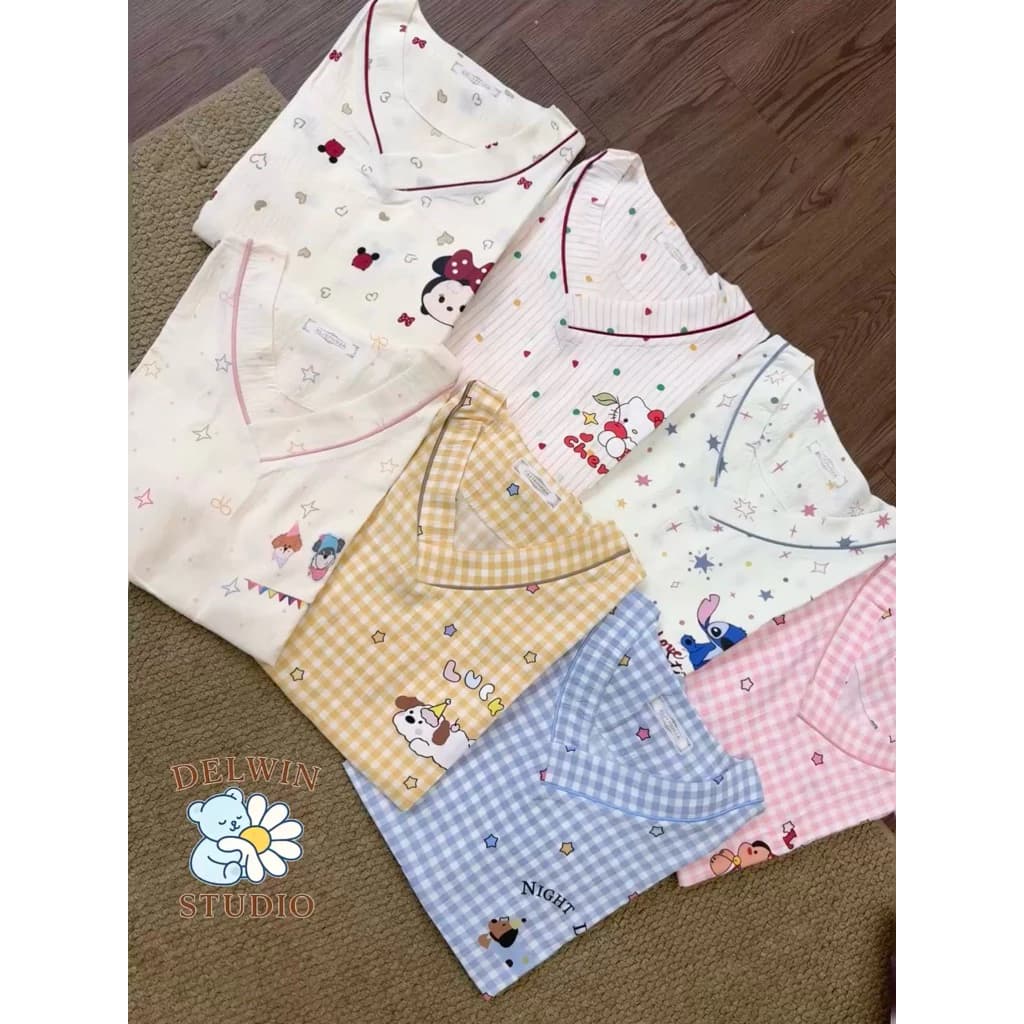 [ COTTON MÂY ] ĐỒ BỘ NGỦ CỘC CỔ V QUẢNG CHÂU NHIỀU HOẠ TIẾT sẽ