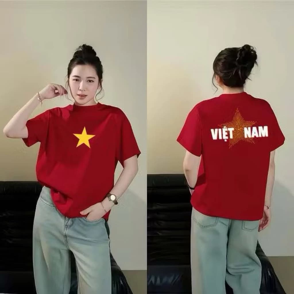 Áo Thun Việt Nam, Vải Đẹp Mềm Mịn, Dịp Lễ Concert Form Rộng Cotton 100% Dày Dặn Thoáng Mát