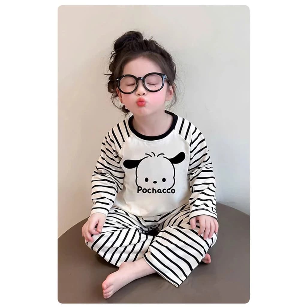 [A65] Bộ thu đông dài tay Pochacco Homo cho bé, áo quần dài kẻ ngang chất su 4 chiều mềm co giãn 9 - 35kg
