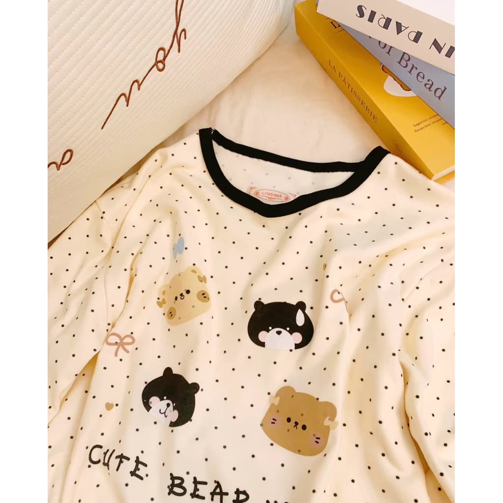Đồ mặc nhà ngủ tay dài chất thun dày 4 chiều mịn mát, bộ ngủ size lớn tay dài mịn mát không bí nóng Mã TD010