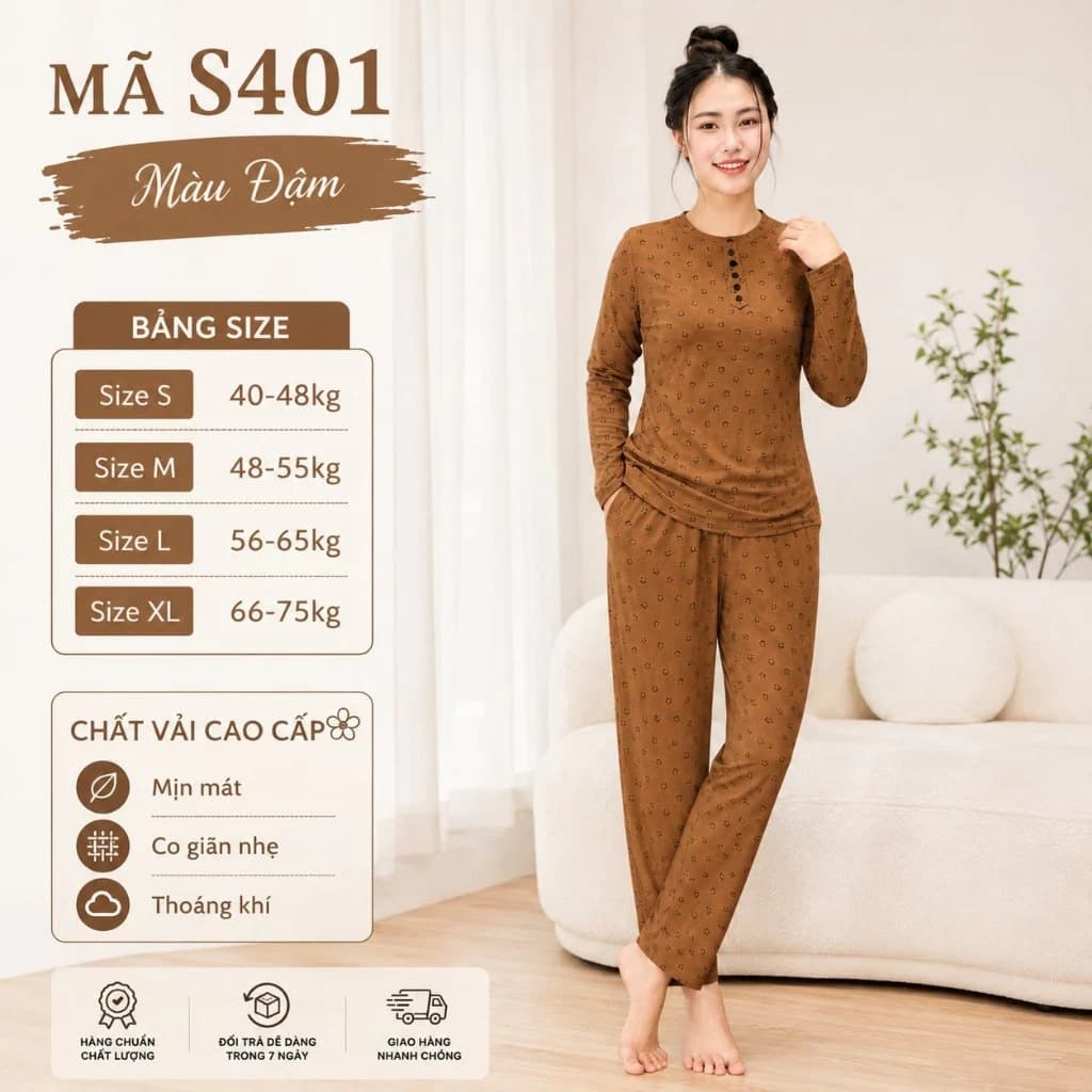 Bộ mặc nhà tay dài quần dài S4