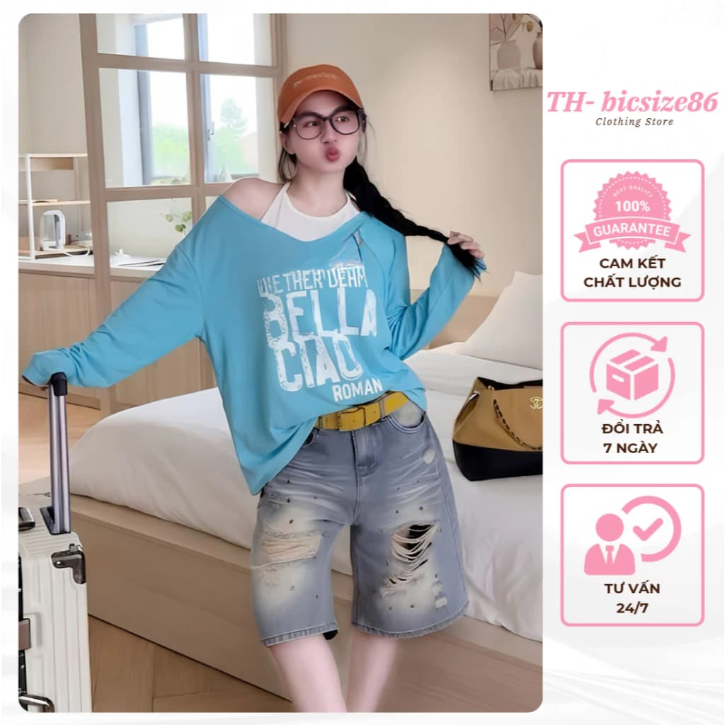 Set áo giấy dài tay lệch vai in chữ mix áo hai dây bên trong hottrend 2026