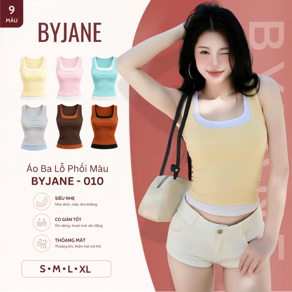 [ MÀU MỚI ] Áo Balo Nữ Phối Màu BYJANE, Áo Tanktop Ôm Body Co Giãn Tôn Dáng Hot Trend - 010