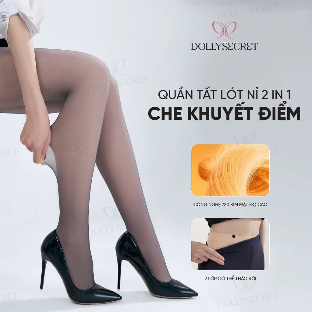 Quần Tất Dolly 2 Lớp Lót Nỉ Giữ Nhiệt Che Khuyết Điểm Mùa Đông DOLLY SECRET Siêu Dai T40