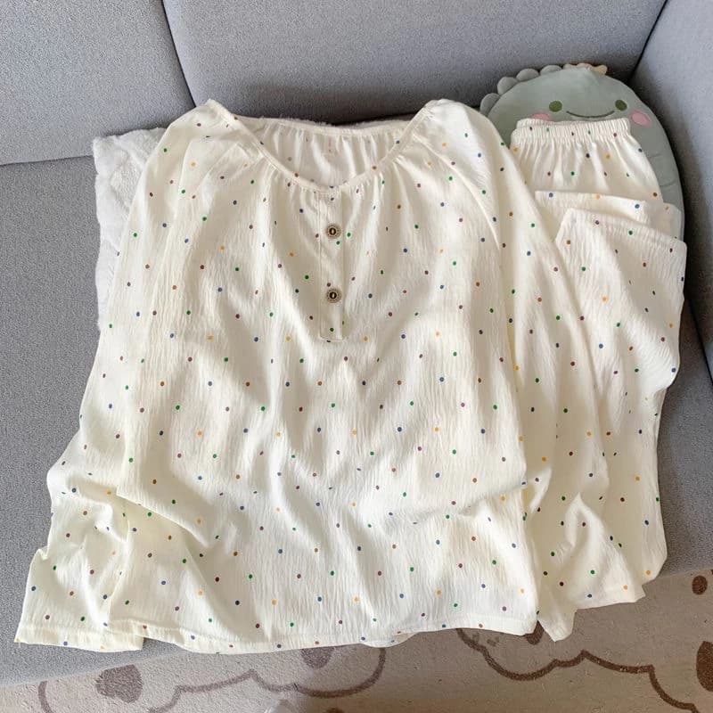 [Sẵn] Bộ ngủ pyjama nữ áo dài quần dài nhiều hoạ tiết cổ tròn thoáng mát 176