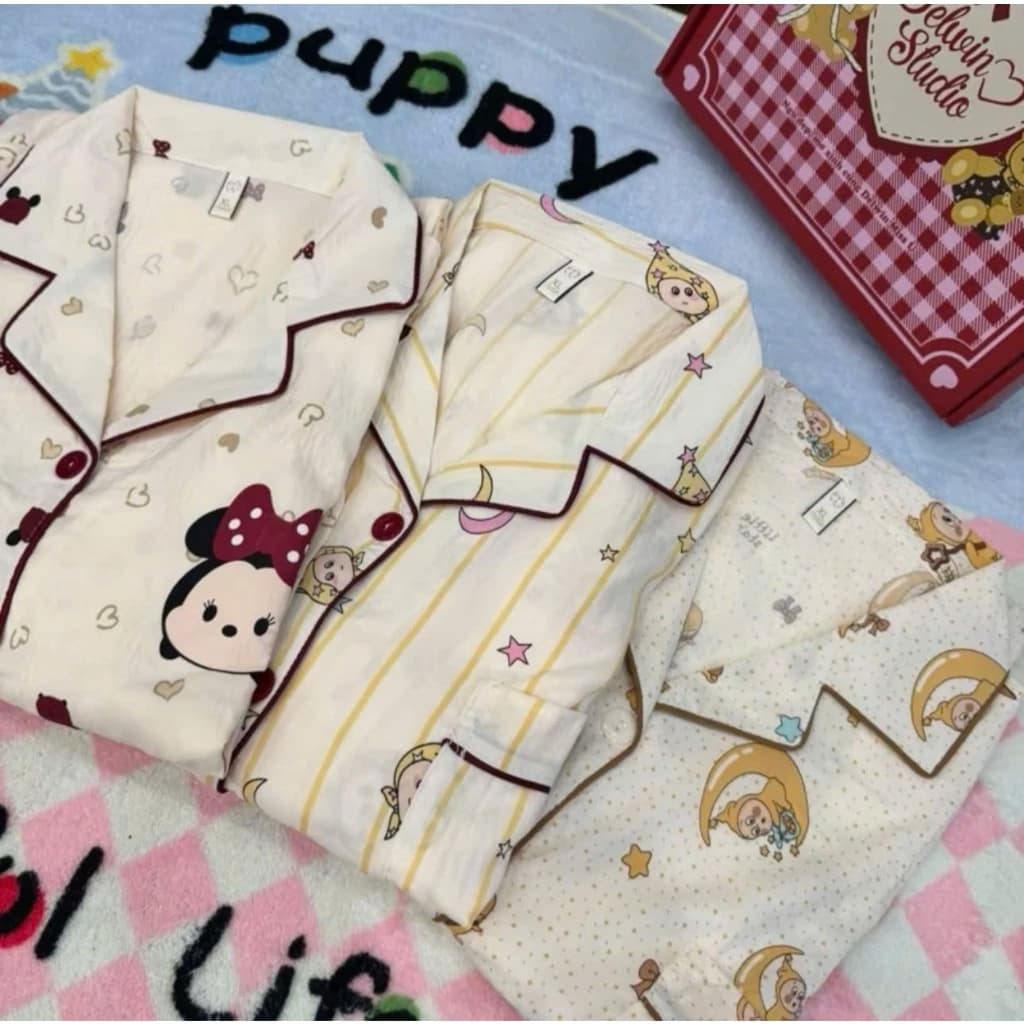 [ FORM RỘNG ] Bộ Đồ Ngủ Nữ Áo Tay Dài Chất Cotton Mây Mềm Nhiều Họa Tiết Đủ Size ( Có Bigsize )  Women
