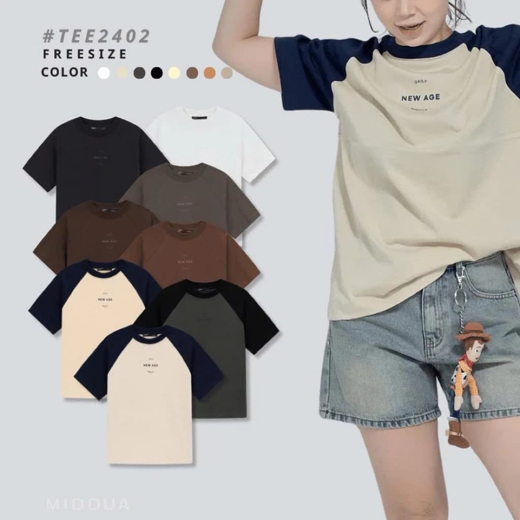 [MIDDUA] Áo tee raplan form boxy chất liệu cotton thun TEE2402