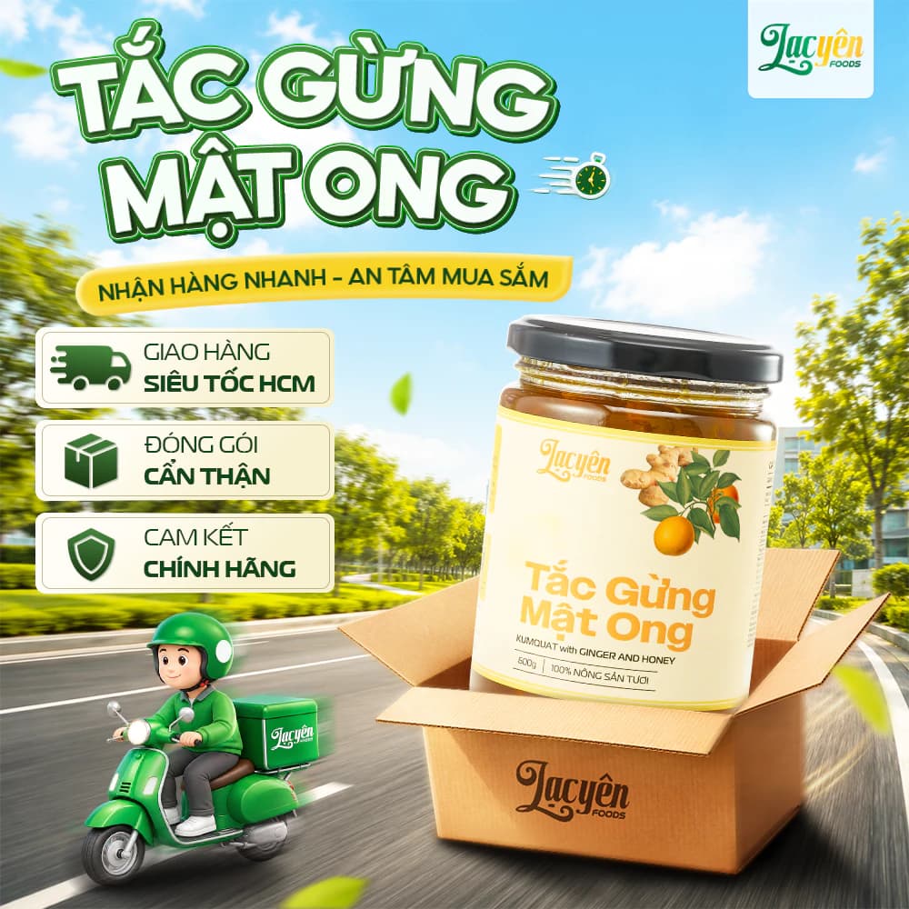 Tắc Gừng Mật Ong Lạc Yên Foods - Hỗ Trợ Giảm Ho Dịu Cổ Họng Vị Chua Ngọt Dễ Uống Không Chất Bảo Quản