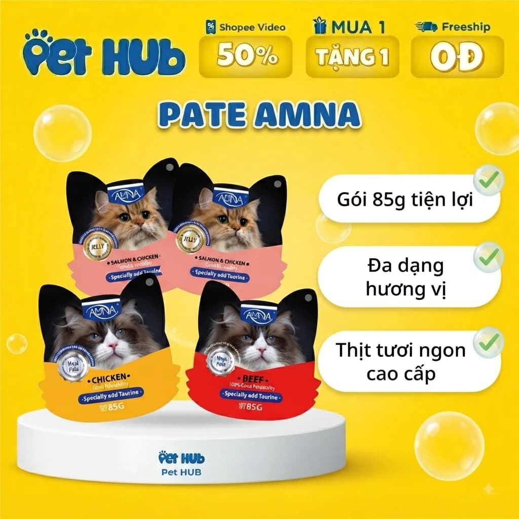 Pate AMNA Gói 85g Dành Cho Mèo Mọi Lứa Tuổi