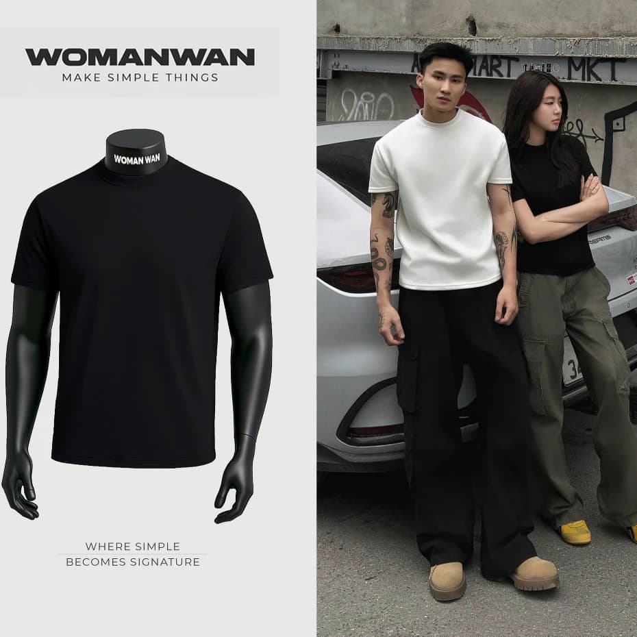 [CLEANFIT] Áo Thun Cleanfit Cổ Tròn Nam Nữ Tôn Chiều Cao Vải Chống Nhăn Form Slimfit - WOMAN WAN Menswear