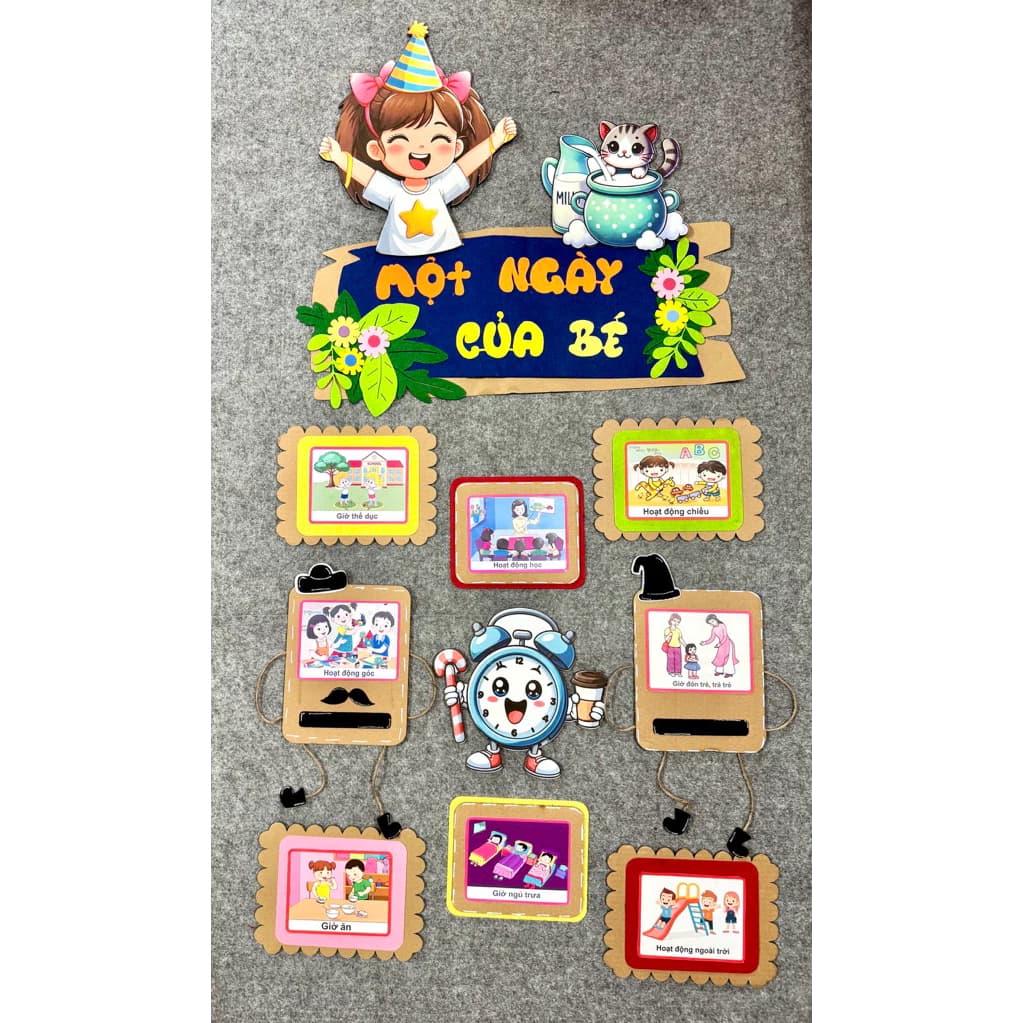 Một ngày của bé mầm non, trang trí mầm non một ngày của bé steam