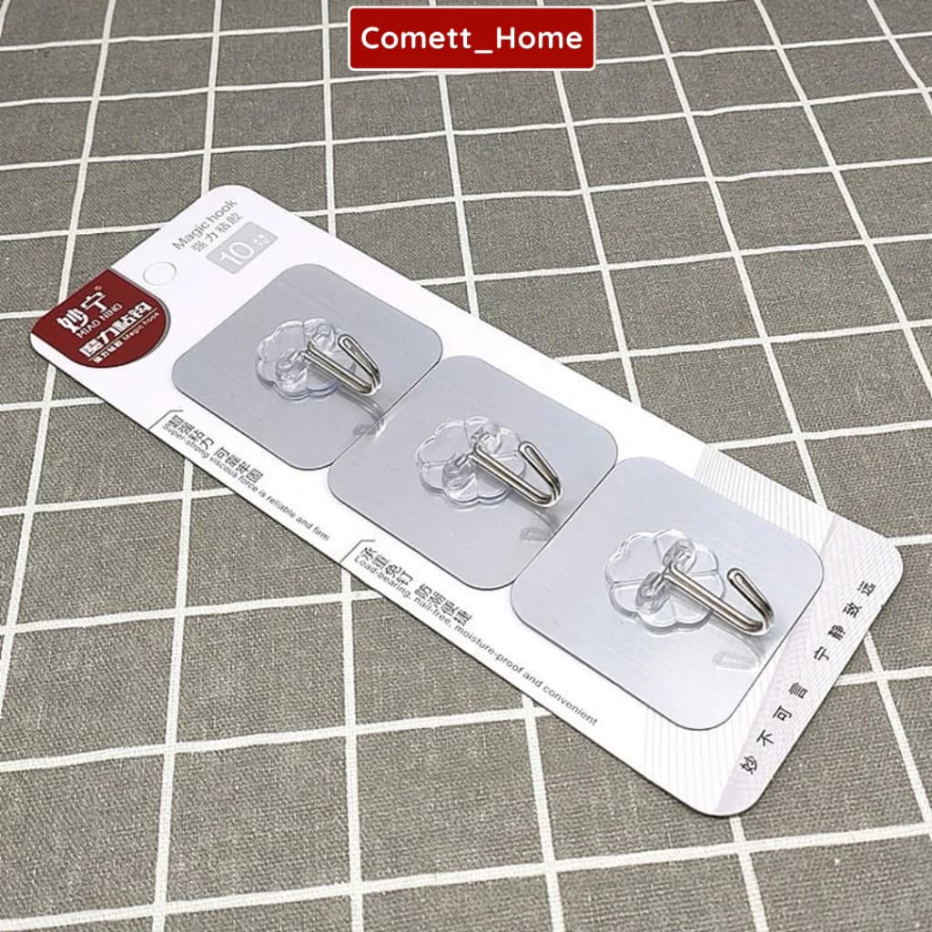 COMBO 3 Móc Dán Tường Nhẵn Chất Lượng Cao - Vỉ Móc Siêu Dính Treo Đồ Chịu Lực Lên Đến 10KG