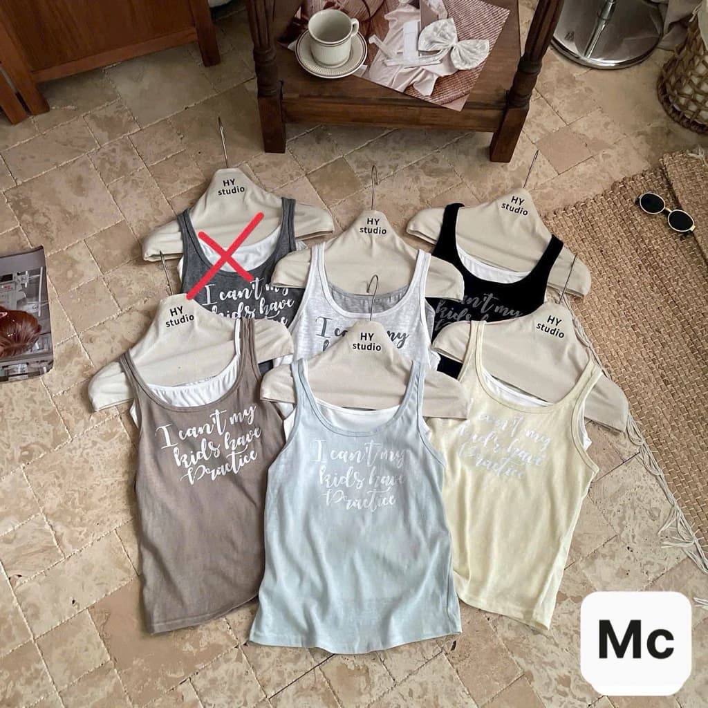Áo tanktop in chữ "I can't my kids have practice" năng động - Must-have item mùa hè! ✨
