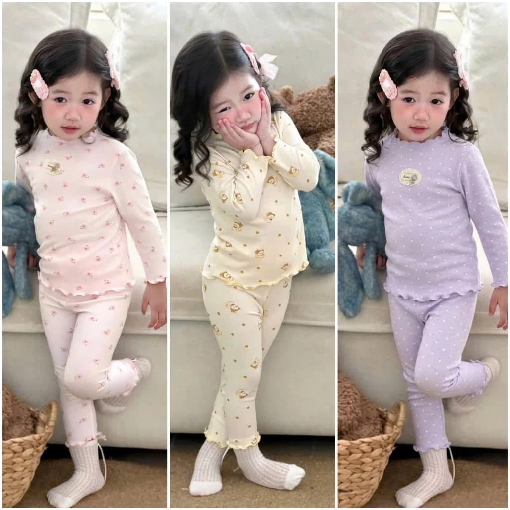 Bộ dài tay bé gái hình in hoạ tiết, 3 màu, sz 8-22 kg đồ thu đông cho bé