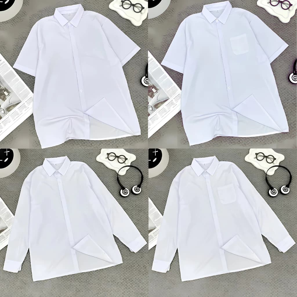 Giá Xưởng - Áo Sơ Mi Trắng Học Sinh Đi Học Cộc Tay, Dài Tay Cho Nam Nữ Tuổi học sinh