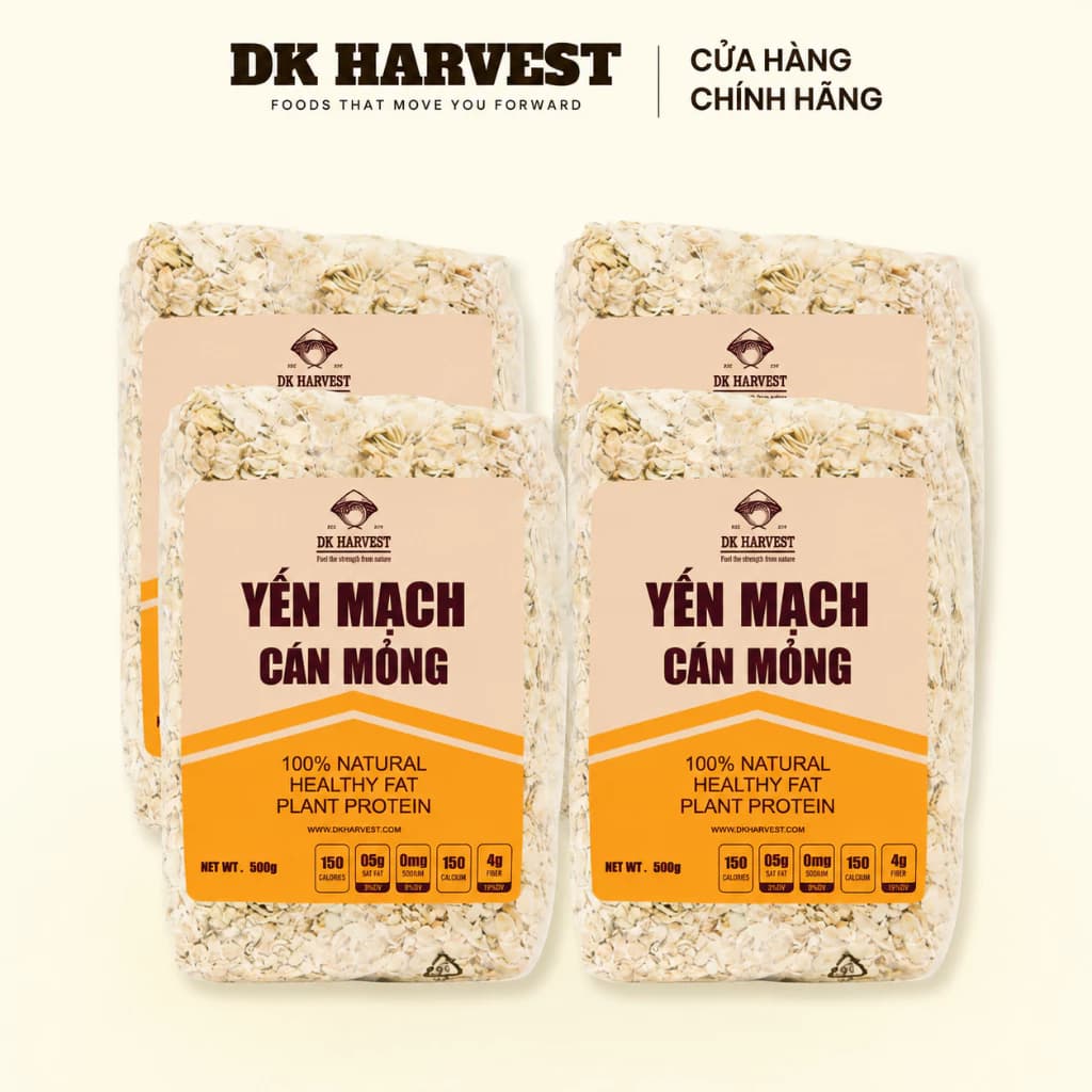 Combo 2kg Yến Mạch Úc Cán Mỏng Nguyên Cám DK Harvest - eatclean yến mạch qua đêm, thực dưỡng, làm sữa hạt