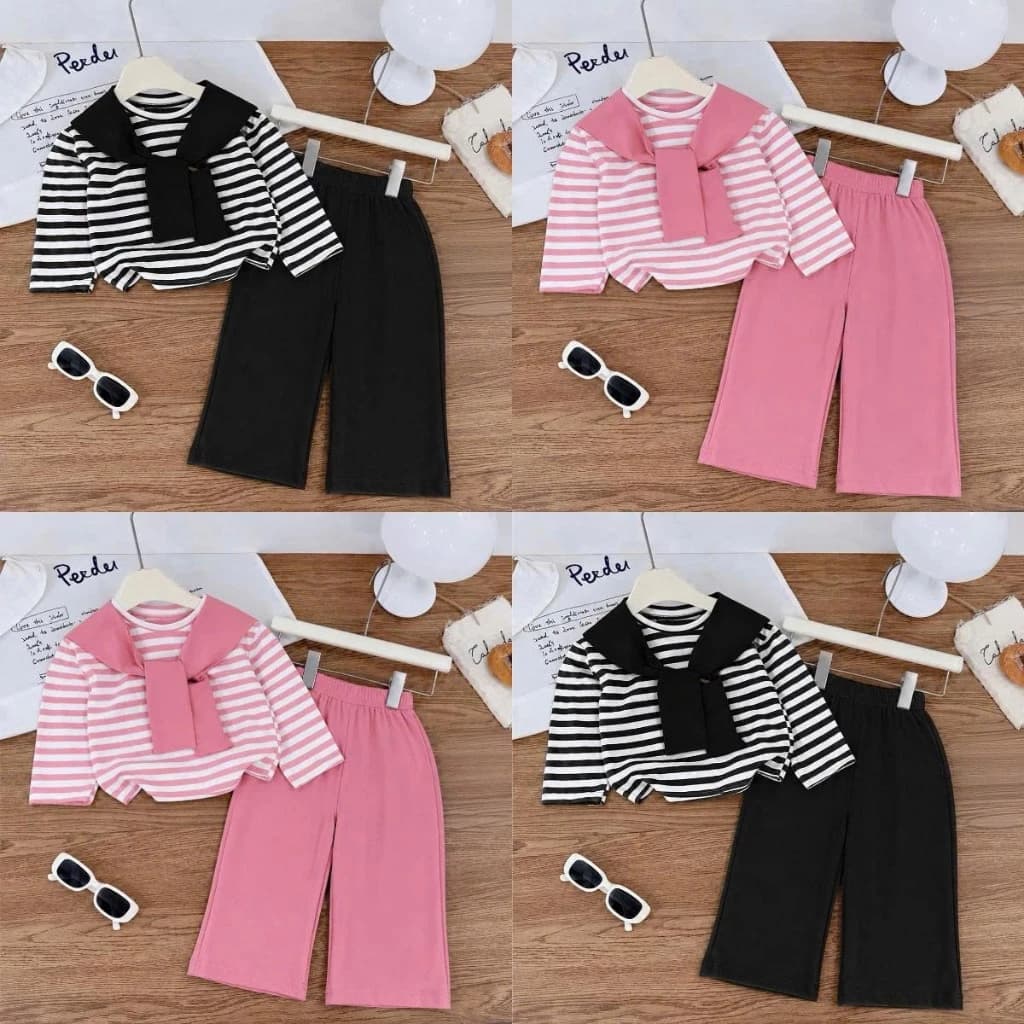 [14-44kg] Set bộ thu đông dài tay, quần ống xuông (kèm khăn may liền vai áo) chất vải thun tăm mềm mại, co giãn BỘ KHĂN.