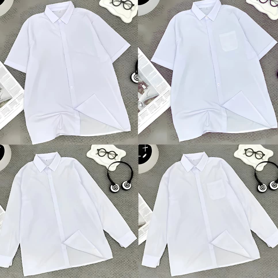 Áo Sơ Mi Trắng Học Sinh, Áo Đi Học Cộc Tay, Dài Tay Cho Nam Nữ độ tuổi học sinh