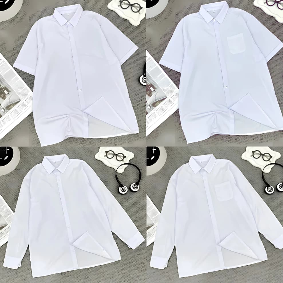 Áo Sơ Mi Trắng Học Sinh, Áo Đi Học Cộc Tay, Dài Tay Cho Nam Nữ độ tuổi học sinh