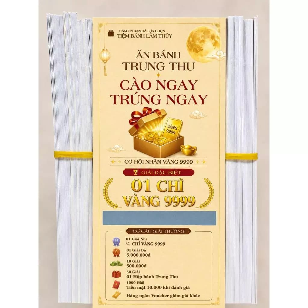 Thẻ cảm ơn trúng thưởng Lâm Thủy -Qùa tặng không bán
