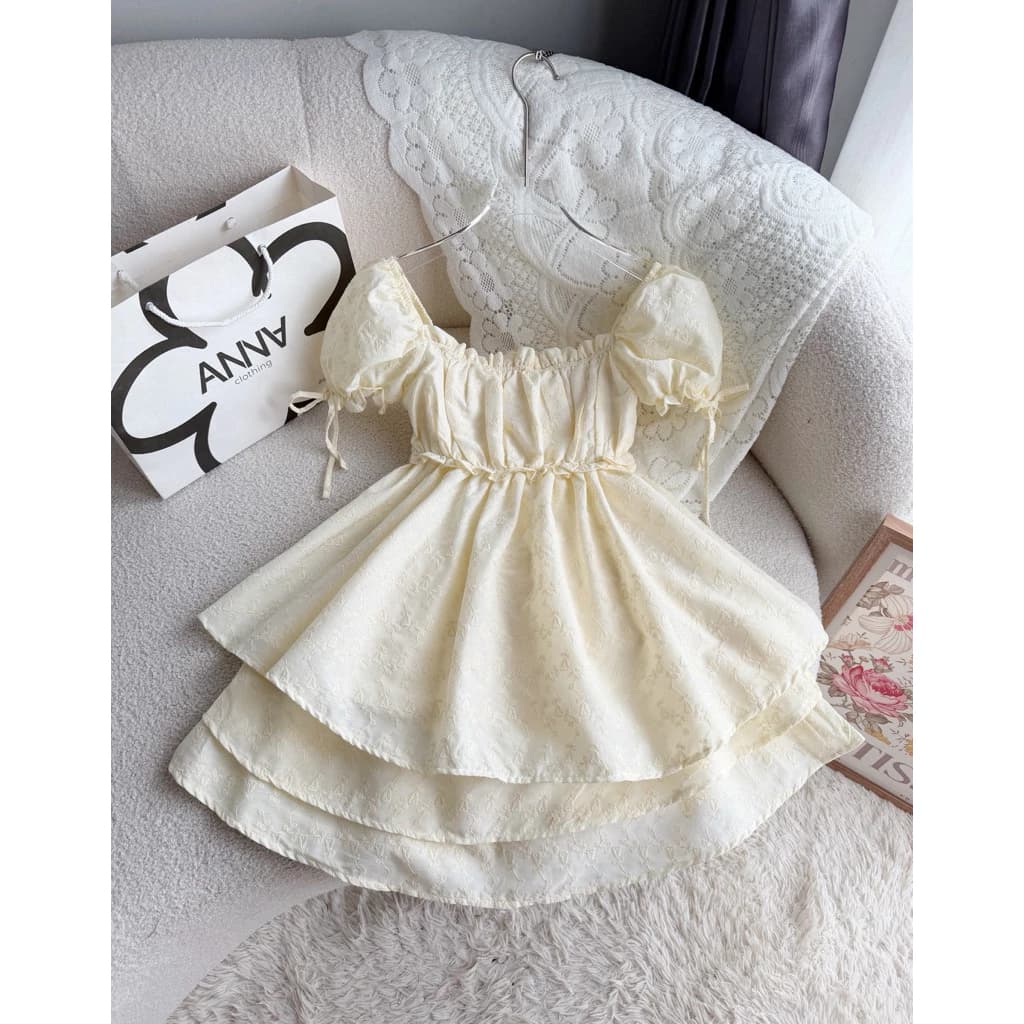 Set Bộ Kem Áo Doll Kèm Chân Váy Xoè Thêu Anna - Set Jiba